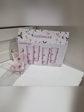 Godinger Pink Strawberry Accent Crystal Shooter Glasses - Set of 4